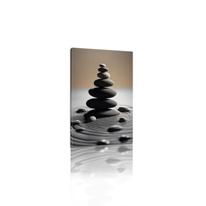 Loitspo Zen Stone Canvas Wall Art, Spirit Canvas Wall Art, Stones Balance Pebbles Stack Picture Print, Zen Stones and Sand Pictures Print Wall Art Decor, Spirit Sand Picture for Yoga (28"x42") - size: 42L"x28W"