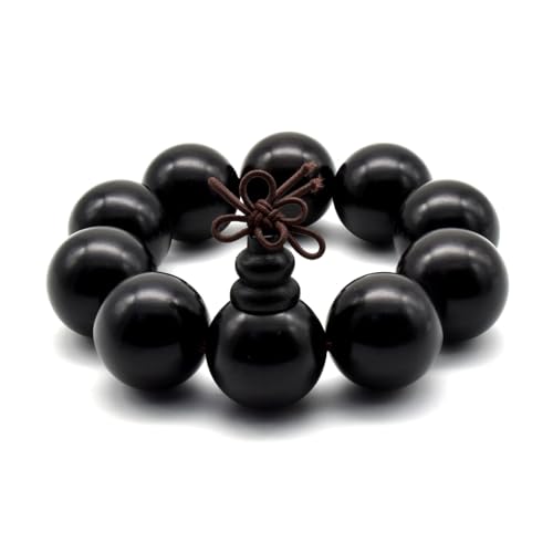 Zen Dear Unisex Natural Ebony Wood Buddhist Prayer Bead Necklace Bracelet Tibetan Prayer Mala Beaded Black - style: 25mm 10beads