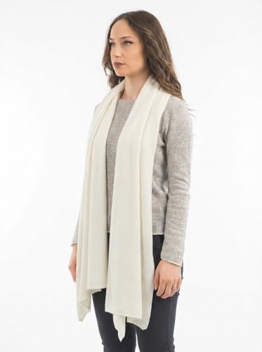 Dalle Piane Cashmere Womens Wool Cashmere Blend Stole Soft Italian Shawl Wrap for Wedding Evening Gift Made in Italy - color: White