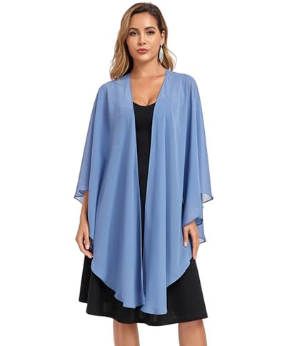 TONGFANTFL Shawls Wraps for Evening Wedding Party Chiffon Scarf Soft Bridal Wraps Wedding Guest Shawl Coverage - color: Dusty Blue