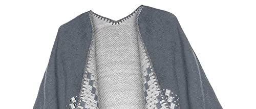 Urban CoCo Women's Color Block Shawl Wrap Open Front Poncho Cape - color: Series 26-grey