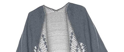 Urban CoCo Women's Color Block Shawl Wrap Open Front Poncho Cape - color: Series 26-grey