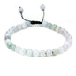 Angelstones Handmade Gemstone 6mm Round Beads Adjustable Braided Macrame Tassels Chakra Reiki Bracelets 7-9 inch Unisex - color: Green-White Jade Jadeite