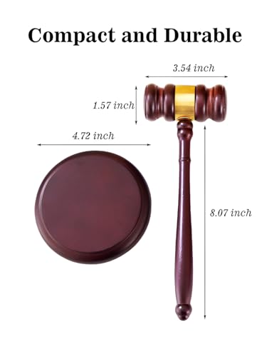 Perfect Desk Accessory, Wooden Gavel and Sound Block Set for Lawyers, Judges, Chairmen of The Board Auction, Club Presidents