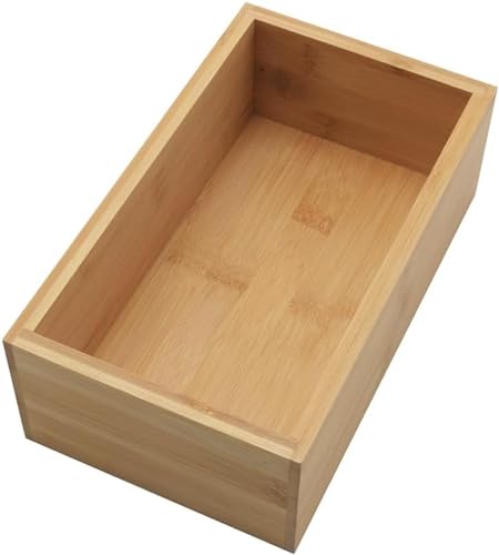 YBM Home Bamboo Storage Boxes without Handle, Organization Storage for Kitchen, Living Room, Bathroom, Office, Small - size: 9.5" L x 5.5" W x 3" H