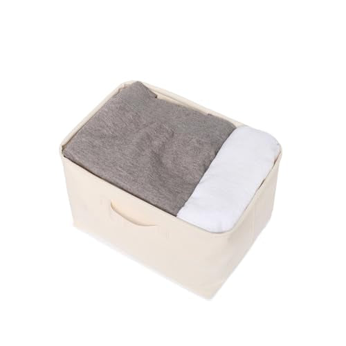 Foldable Storage Bins with Lids Cotton Canvas Rectangular Storage Box Ideal for Organization Lightweight and Durable (13.78 x 9.45 x 9.45) - size: 13.78 x 9.45 x 9.45"