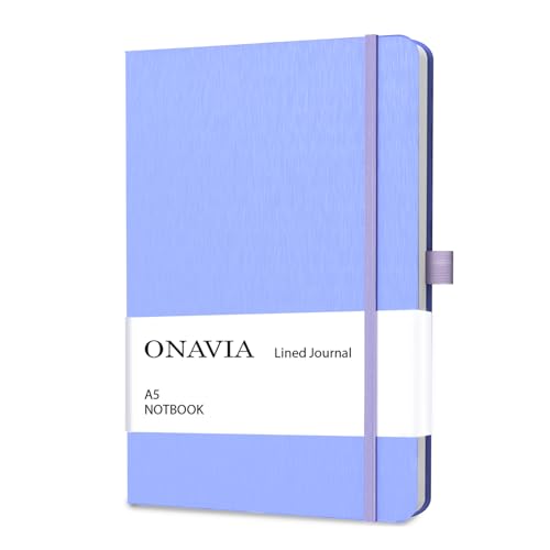 ONAVIA A5 Hardcover Notebook Journal, College Ruled Lined Notebook for Work, Office Meetings, Journaling, Planning & Daily Writing, 160 Pages (80 Sheets), 5.8 x 8.3 in, Cornflower Blue - color: Cornflower Blue