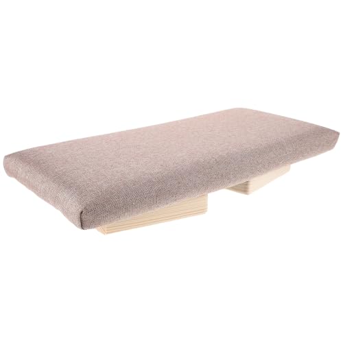 Hemoton Folding Meditation Bench Stool Wooden Ergonomic Auxiliary Chair Milk Tea Color Portable Foldable Seat for Yoga Prayer and Mindful Sitting