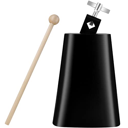 Eastrock 6 inch Metal Steel Cow Bells Noise Makers Hand Percussion Cowbell with Stick for Drum Set - size: 6''