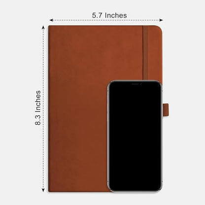 RETTACY Dotted Journal Notebook, 2-Pack, 160 Numbered Pages per Pack, A5 Medium Size (5.7'' x 8.3''), 120 GSM Thick Paper, Leather Hardcover, for Journaling, Planning, Tracking (Brown & Brown) - color: Brown & Brown, style: Dotted