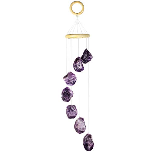 rockcloud Amethyst Raw Stones Wind Chime Home Garden Decoration Figurine - color: Dark Purple