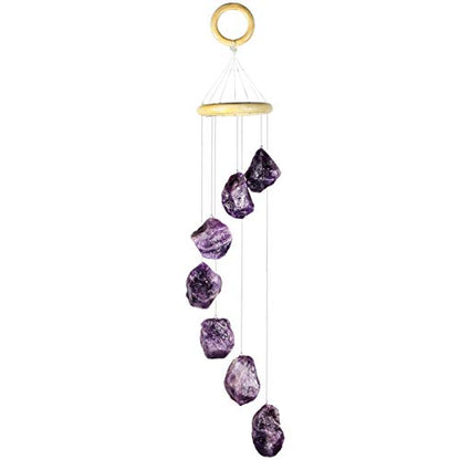 rockcloud Amethyst Raw Stones Wind Chime Home Garden Decoration Figurine - color: Dark Purple