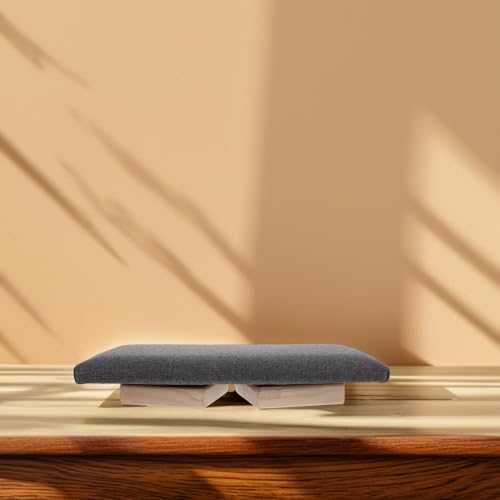 Foldable Wooden Bench Deep Gray Ergonomic Stool with Slanted Seat for Mindfulness Practice and Prayer