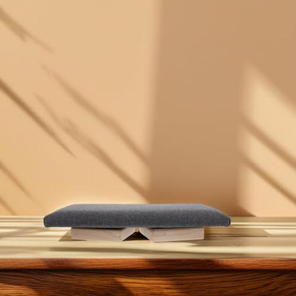 Foldable Wooden Bench Deep Gray Ergonomic Stool with Slanted Seat for Mindfulness Practice and Prayer