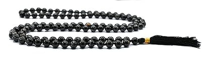 Amazing Gemstone Black Hakik Mala Beads - 108 Prayer Beads for Meditation and Mindfulness Practice, Handcrafted Mala Beads with Natural Gemstones for Spiritual Healing and Relaxation (Knotted) - color: Black Hakik, style: Knotted