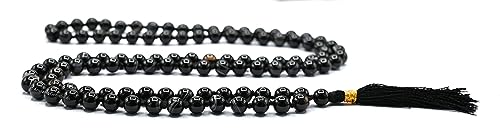 Amazing Gemstone Black Hakik Mala Beads - 108 Prayer Beads for Meditation and Mindfulness Practice, Handcrafted Mala Beads with Natural Gemstones for Spiritual Healing and Relaxation (Knotted) - color: Black Hakik, style: Knotted