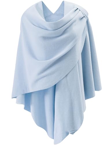 Womens Open Front Poncho Sweater Wrap Topper Knitted Elegant Shawls Cape for Spring Fall Winter - color: Series 1-blue