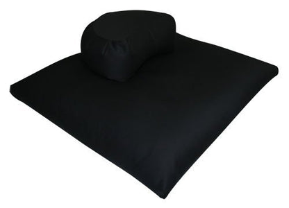 Buckwheat Crescent Zafu and Zabuton Meditation Cushion Set (2pc) - color: Black