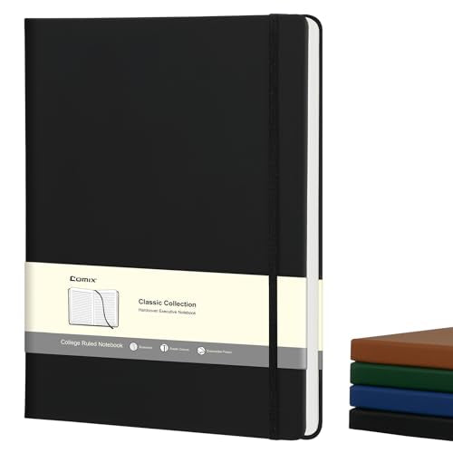 Comix A4 Lined Journal Notebooks, 208 Pages, Large Size-8.5" x 11", Black, Hardcover Journaling Notebooks for Men & Women- Fits for Office, Business, School, Notes Taking & Writing - color: Black, size: A4-Lined
