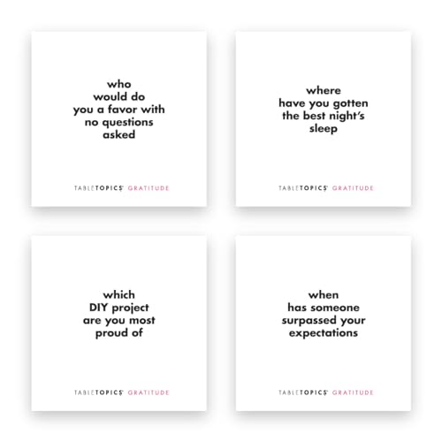 TableTopics Gratitude Conversation Cards for Family & Friends, 135 Heartfelt Questions for Connection at Dinnertime, Game Night, Parties