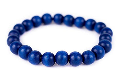 Wood Bead Bracelet - color: Azul Blue, size: Large Beads