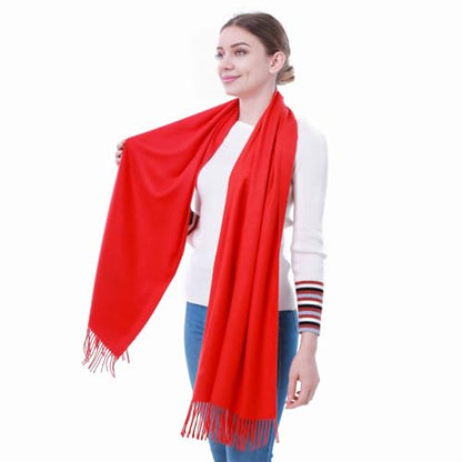 Pashmina Scarf and Shawl - Soft Women Pashminas Wrap for Wedding Evening Party dresses - color: R#. Red