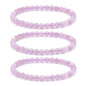 Justinstones Gem Semi Precious Gemstone 3pcs 4mm Round Beads Stretch Bracelet 6.5 Inch Unisex - color: Kunzite