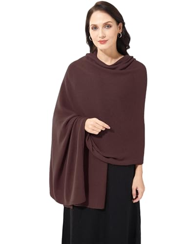 Soft Cashmere Blend Wrap Chic Scarf Stole for Women Wayfarer Travel Extra Large 87"x28" - color: Dark Brown