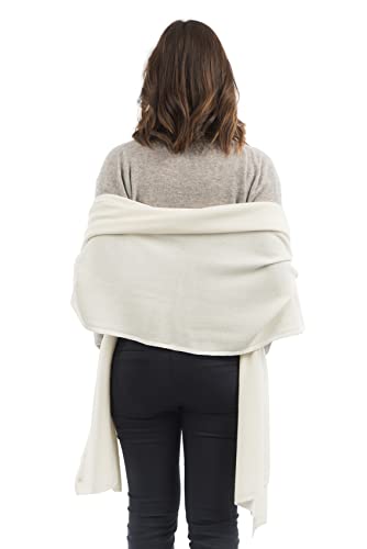 Dalle Piane Cashmere Womens Wool Cashmere Blend Stole Soft Italian Shawl Wrap for Wedding Evening Gift Made in Italy - color: White