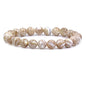 Keleny Gem Semi Precious Gemstones 8mm Natural Stone Round Beads Rock Crystal Jasper Stretch Bracelet 7 Inch Unisex - color: Khaki Mother of Shell