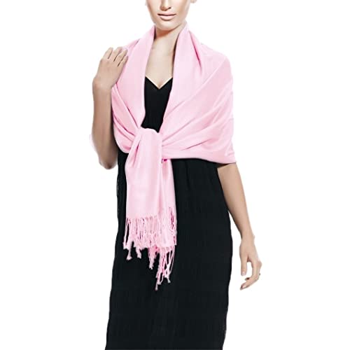 Peach Couture Women’s Pashmina Shawl Wrap – Warm Long Large Scarf for Evening Dress, Bridesmaid, Wedding & Bridal Wear - color: Baby Pink