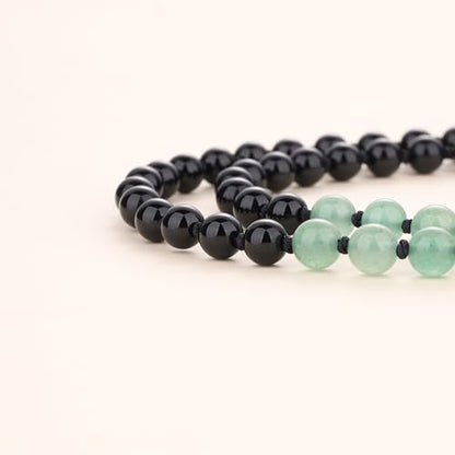 COAI Handmade 108 Beads Mala Necklace for Women, Green Aventurine/Amethyst Onyx 7 Chakra Necklace for Women - style: Onyx & Green Aventurine