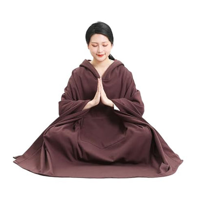 Meditation Clothing,Plush Meditation Cloak Meditation Cloak Meditation Clothes Monk Clothes Layman Clothes Thick and - color: Brown, size: Large