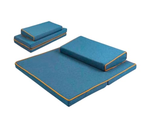 Portable Foldable Meditation Cushion Mat Set, Larger Thick Yoga Mat Bolster Floor Pillows Seating for Adults Meditation Accessories(Size:60x60cm(24x24inch),Color:Blue1) - color: Blue1, size: 60x60cm(24x24inch)
