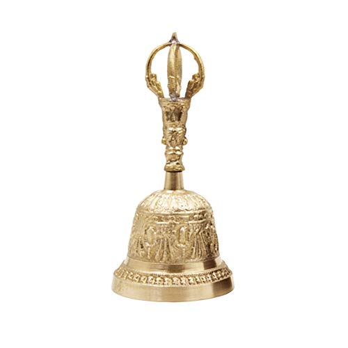 Lseqow Tibetan Hand Bell, Handmade Hand Bell Buddhist Bell Tea Meditation Alarm Prayer Tibetan Bell Dorje Vajra Buddhist Bell