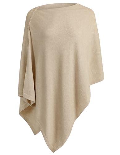 PULI Women's Versatile Knitted Shawls Scarf Poncho Sweater with Buttons Lightweight Spring Summer Fall Wraps - color: A-barley Twist