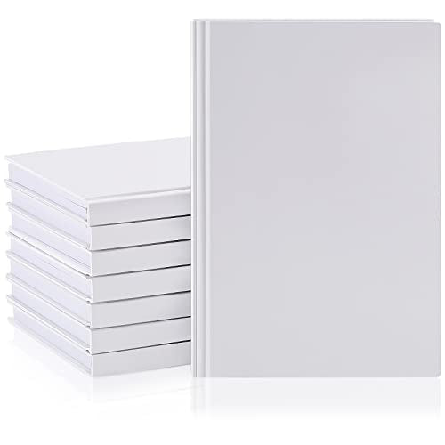 Henoyso 8 Pcs A5 Blank Notebooks Journals Bulk 100 Sheets/200 Pages Unlined Craft Notebooks Kraft Sketchbooks Hardcover for Writing Drawing for Gifts Students School Office, 8.3 x 5.7 in (White) - color: White, size: 8.3x5.7 Inch