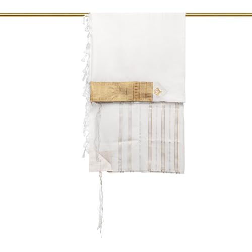 A supervised kosher Tallit Gadol Prayer Shawl from Israel,Wedding Model Diamond,Non-Slip.Wash and Iron easily. - color: With Gold Stripes, size: Size 50 - 68 x 48 Inch