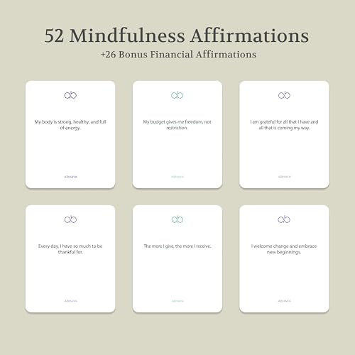 Abhaya Affirmations for the Whole Self, 26 Doubled-Sided Affirmation Cards, 12 Double Sided Bonus Financial Well-being Cards with Display Stand, Daily Affirmations for Inspiration, Mindfulness & Self Care, Unique Gifts for Women and Men