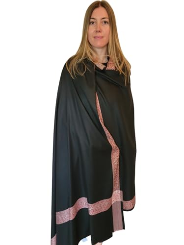 Soft Premium Wool Blend Meditation Shawl - Large Unisex Prayer Wrap, Oversize Scarf & Versatile Blanket - color: Black