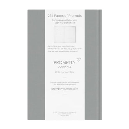 Promptly Journals, A Complete Childhood History: From Pregnancy to 18 Years Old (Grey, Linen) | Baby Book and Pregnancy Journal | Baby Memory Book - color: Grey
