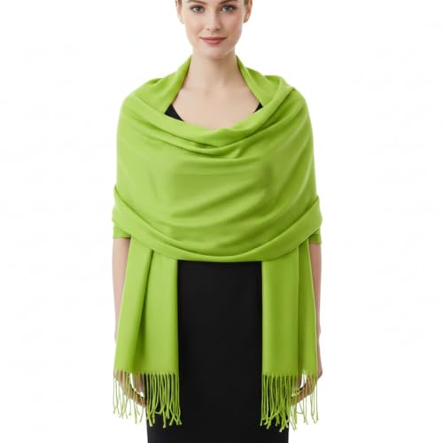 Peach Couture Women’s Pashmina Shawl Wrap – Warm Long Large Scarf for Evening Dress, Bridesmaid, Wedding & Bridal Wear - color: Kelly Green