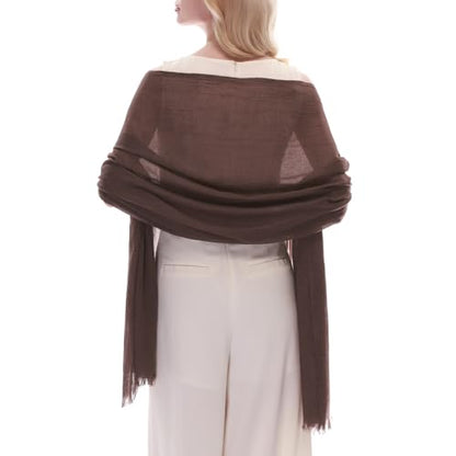 RIIQIICHY Scarf for Women Lightweight Solid Color Long Fashion Gauze Scarves Shawl Wrap - color: Chocolate