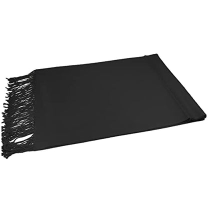 Glory Max Women Large Soft Silky Pashmina Shawl Wrap Scarf in Plain Solid Colors - color: Black