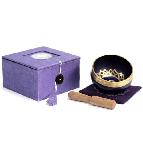 Chakra Singing Bowls with Wooden Striker & Cushion Gift Box Set | Lift Vibration & Frequency; Sound Therapy; Holistic Healing, Meditation & Relaxation Mindfulness Mantra (Crown) - color: Crown Chakra