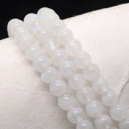 Justinstones Gem Semi Precious Gemstone 3pcs 4mm Round Beads Stretch Bracelet 6.5 Inch Unisex - color: Moonstone