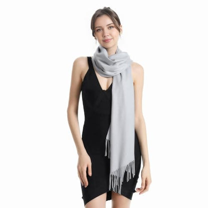 Pashmina Scarf and Shawl - Soft Women Pashminas Wrap for Wedding Evening Party dresses - color: G#. Silver Grey