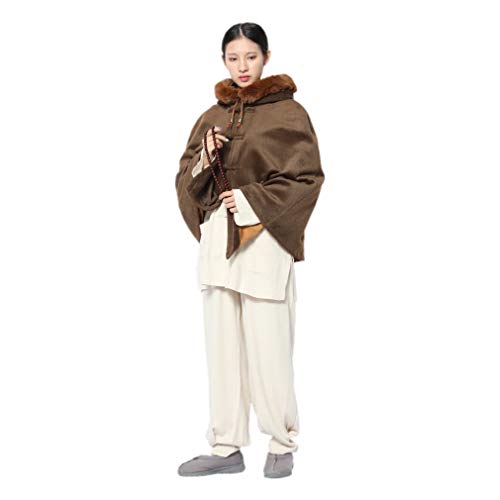 Unisex Meditation Hooded Monk Cloak One Size Length 60cm - color: Coffee