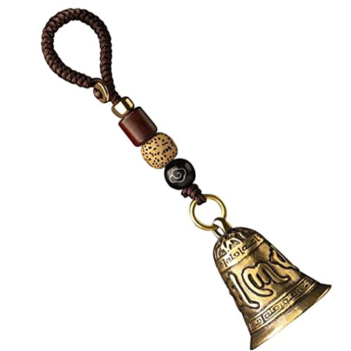 Vintage Brass Bell Six-Word Bell Keychains Tibetan Buddhist Meditation Bell Lanyard Car Hanging Pendants Accessories