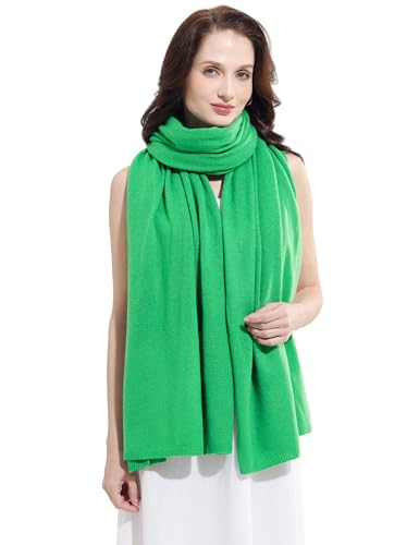Soft Cashmere Blend Wrap Chic Scarf Stole for Women Wayfarer Travel Extra Large 87"x28" - color: Natural Green